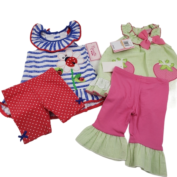NWT (2) NANNETTE SUMMER OUTFITS SIZE 12 MONTHS